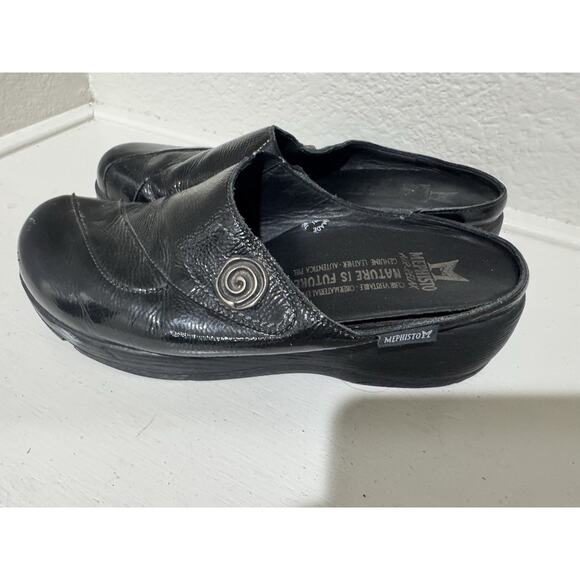 Mephisto Relax Clogs Black Leather Comfort Slip On Shoes - Picture 2 of 8